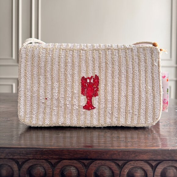 NEW Beaded Lobster Shoulder Bag - Viral Coastal Summer Collector’s Bag Red - Picture 3 of 7